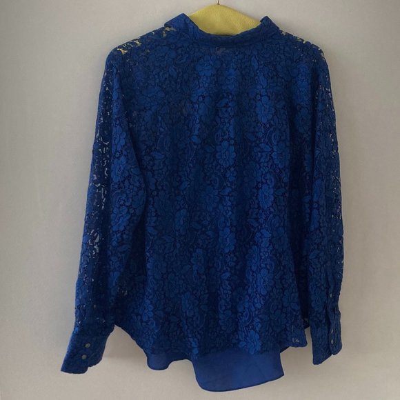 J Crew Blue Lace Button-down Shirt Size 24 - Picture 4 of 5
